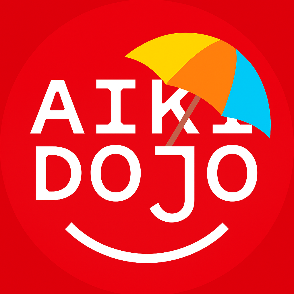 Our dojo logo with an summer umbrella added for summer holiday flair.